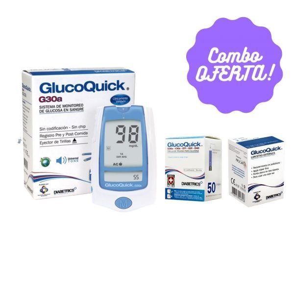 Glucometro GlucoQuick G30A + 50 Tiras + 50 Lancetas