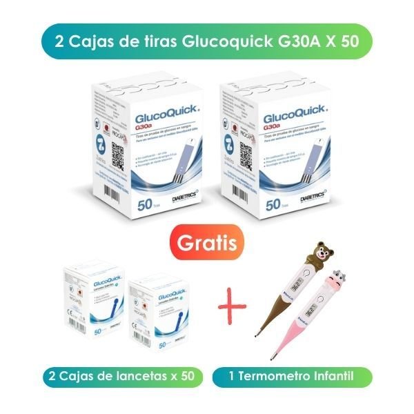 TIRAS GLUCOQUICK G30A GRATIS TERMOMETRO DIGITAL INFANTIL