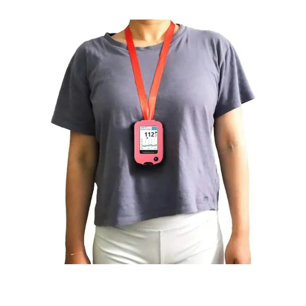 Funda de piel con clip para lector FreeStyle Libre en color rosa