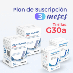 Plan de Suscripción Trimestral de Tiras GlucoQuick G30a (100 Tiras + 100 Lancetas Mensuales)