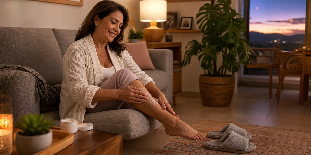 Aplicación de la crema Naturea con urea para el cuidado de la piel en diabetes